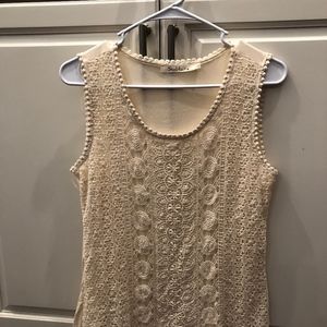 Solitaire Women's Ivory crochet top,  Size L